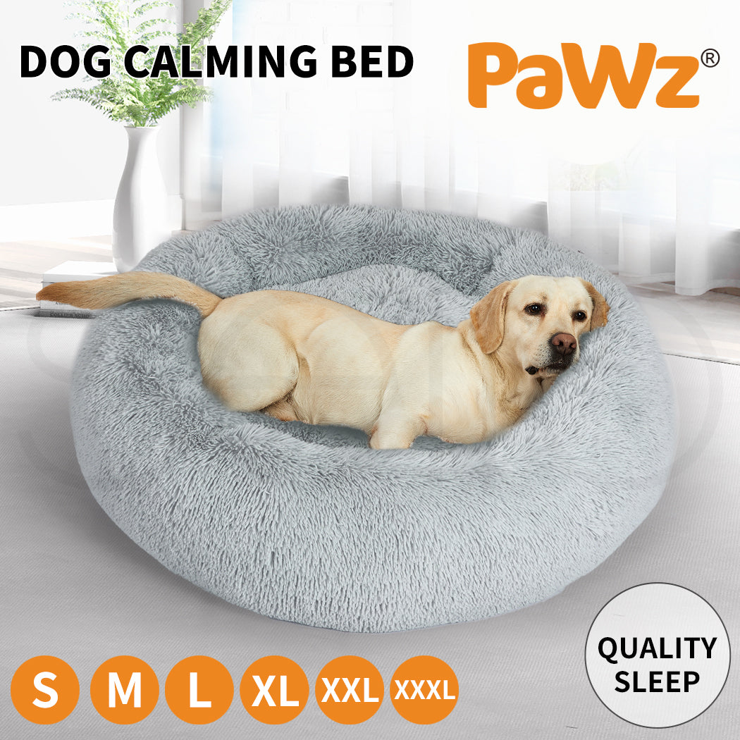 Pawz Dog Calming Bed Warm Soft Plush round Comfy Sleeping Kennel Cave Washable