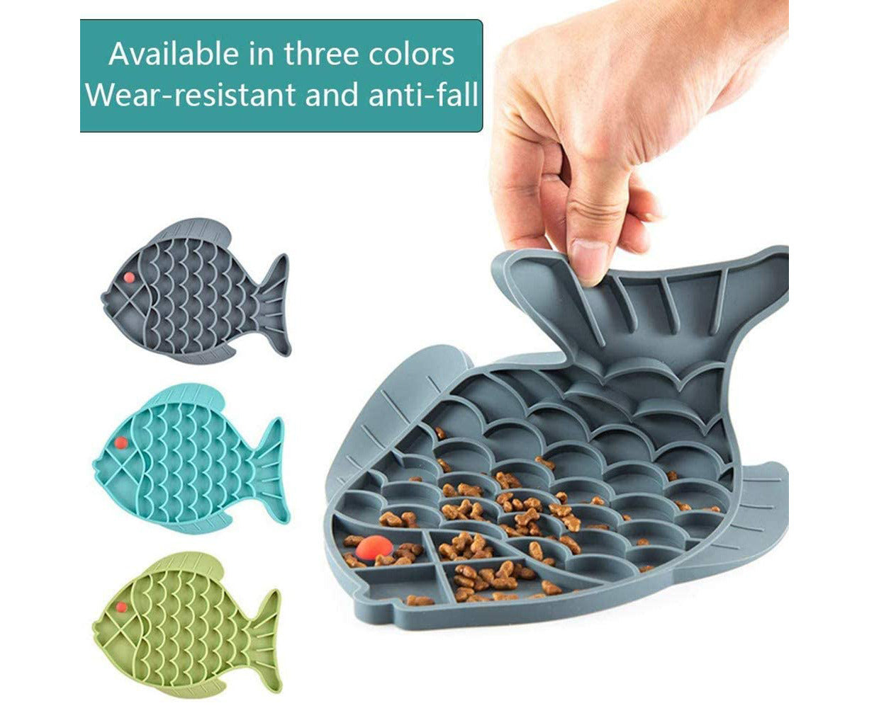 Pet Slow Feeder Dog Lick Mat Fun Alternative to Slow Feeder Dog Bowls-Grey