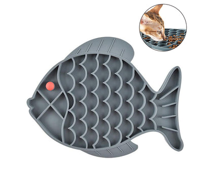 Pet Slow Feeder Dog Lick Mat Fun Alternative to Slow Feeder Dog Bowls-Grey