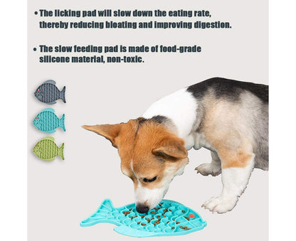 Pet Slow Feeder Dog Lick Mat Fun Alternative to Slow Feeder Dog Bowls-Grey