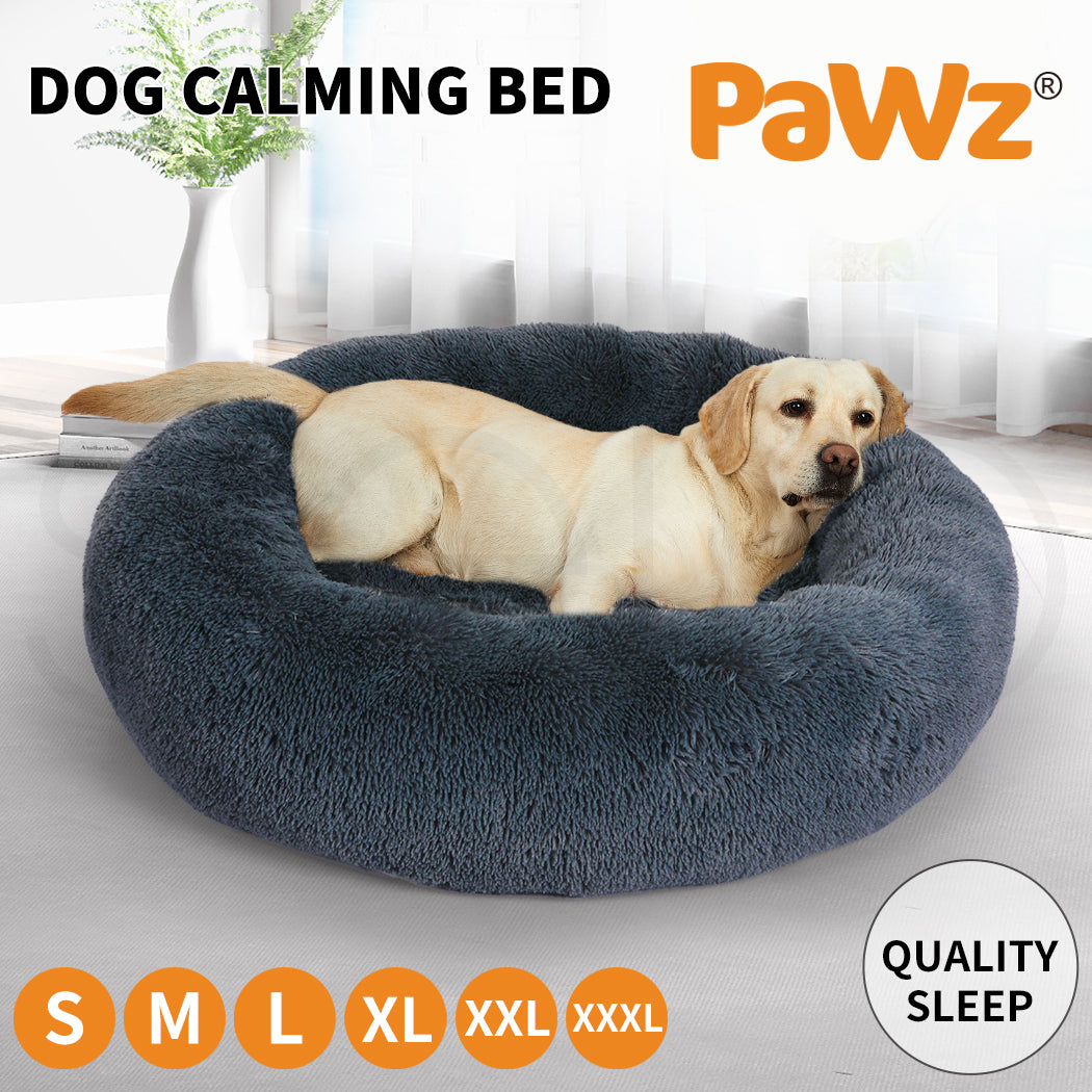 Pawz Dog Calming Bed Warm Soft Plush round Comfy Sleeping Kennel Cave Washable